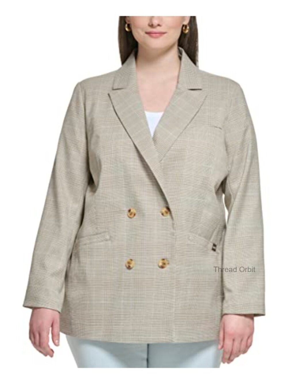 Wool Blend Double Breasted Blazer Spread Collar Relaxed Fit Business Casual